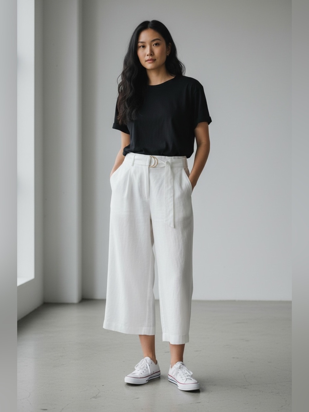 Michael Kors Women’s Crop Linen Blend White Belted Pants Sz XL NWT